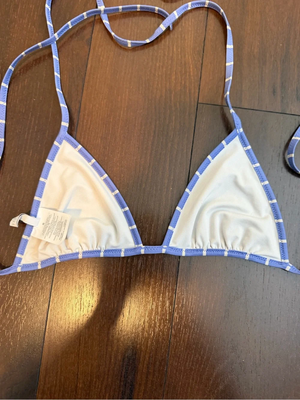 J.Crew Playa String Bikini Top small swim triangle blue stripe bathing suit